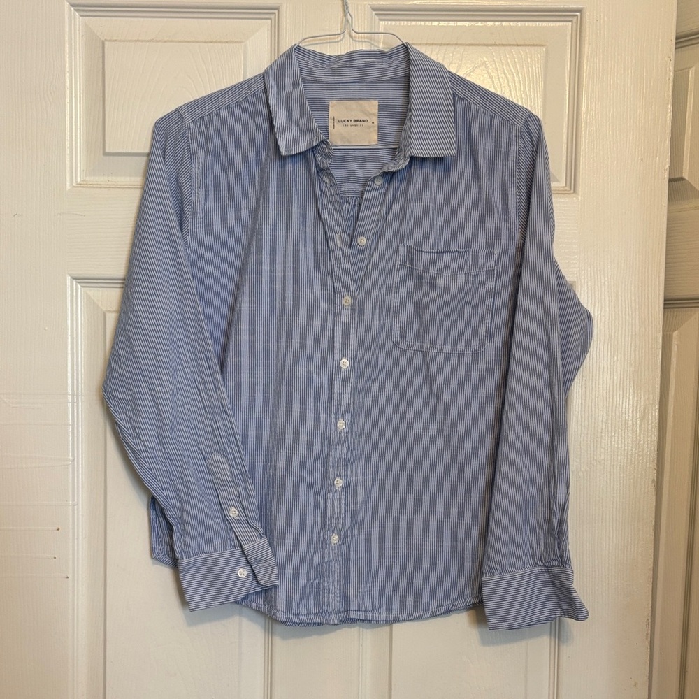 Lucky Brand Women's Light Blue Pinstripe Shirt